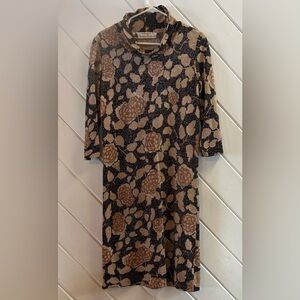 JEANNE LANVIN Vintage Metallic Floral Patterned Dress